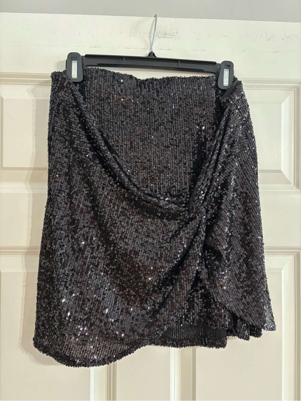 Gianni Bini Black Sequin Draped Mini Skirt